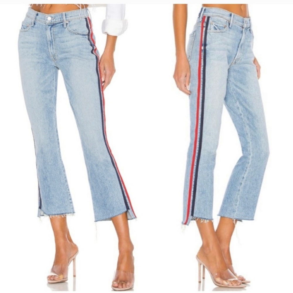 MOTHER Striped Insider Crop Step Fray NWT -Sz 24